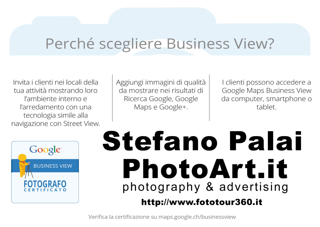 Retro del volantino Google Maps Business View con la descrizione del servizio